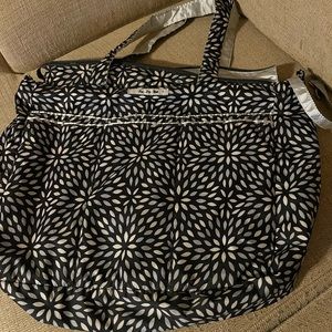 JuJu Bee Duffle Size Diaper Bag Black and White Floral